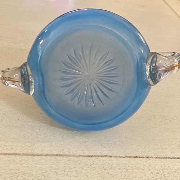 Vintage Blue and Gold Glass Creamer and Sugar Set - Picture 9 of 13